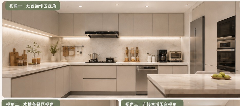厨房与生活阳台效果图