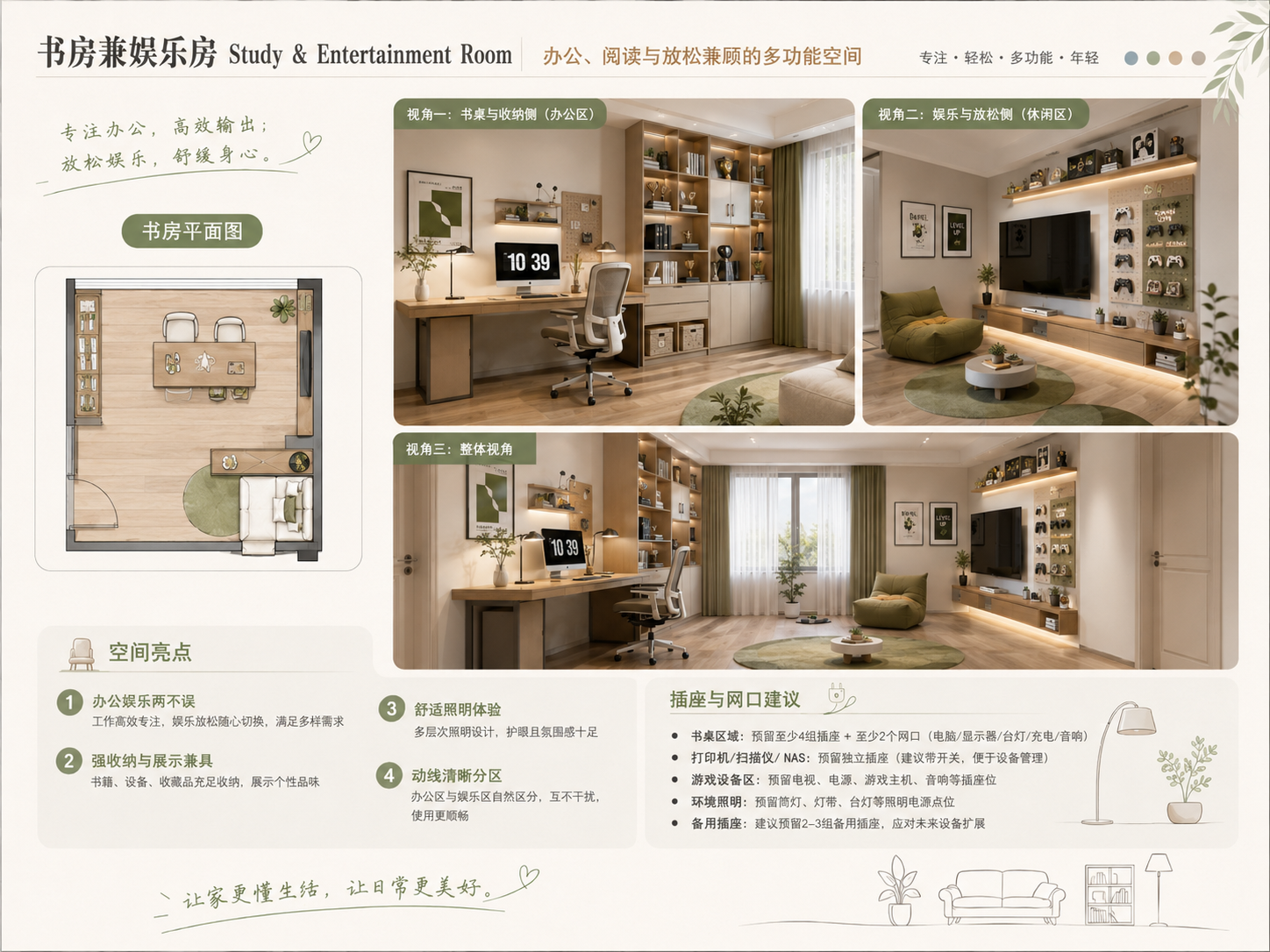 书房兼娱乐房完整设计展板